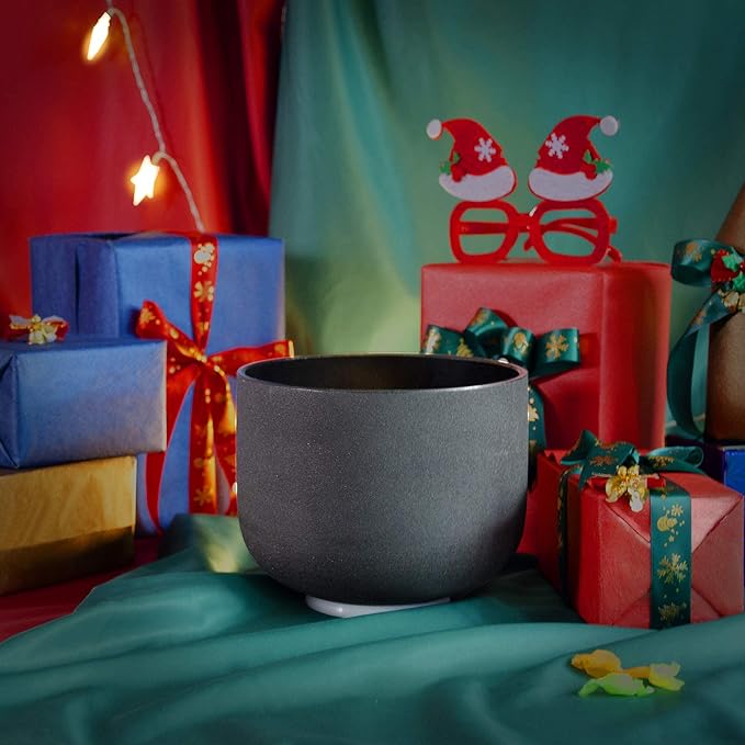 TOPFUND Black E Note Crystal Singing Bowl Solar Plexus Chakra 10 inch with Artificial Leather Carrying Case and Suede Mallet