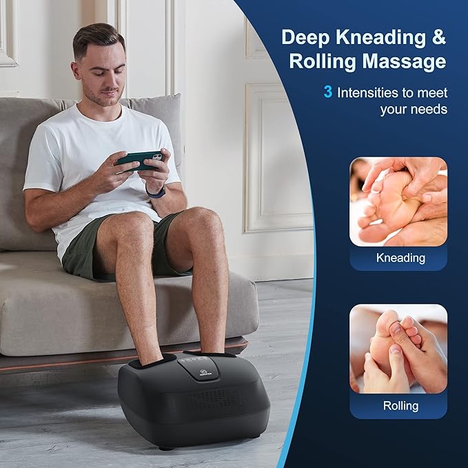 COMFIER Foot Massager with Heat,Rolling Compression Shiatu Feet Massage,Gifts for Men,Wen, Machine for Circulation,Neuropathy Pain,Plantar Fasciitis,Fits Foot Size up to 13” - Bloomnest