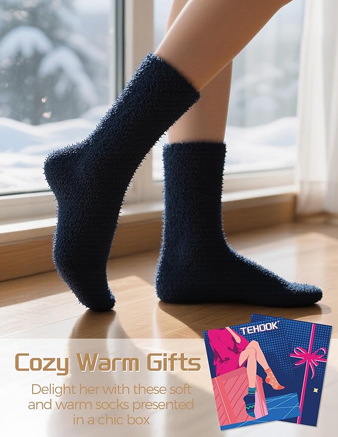 TEHOOK Warm & Cozy Valentines Gifts for Women, Fluffy Fuzzy Plush Sleeping Slipper Socks - Soft Warm Fabric - Bloomnest
