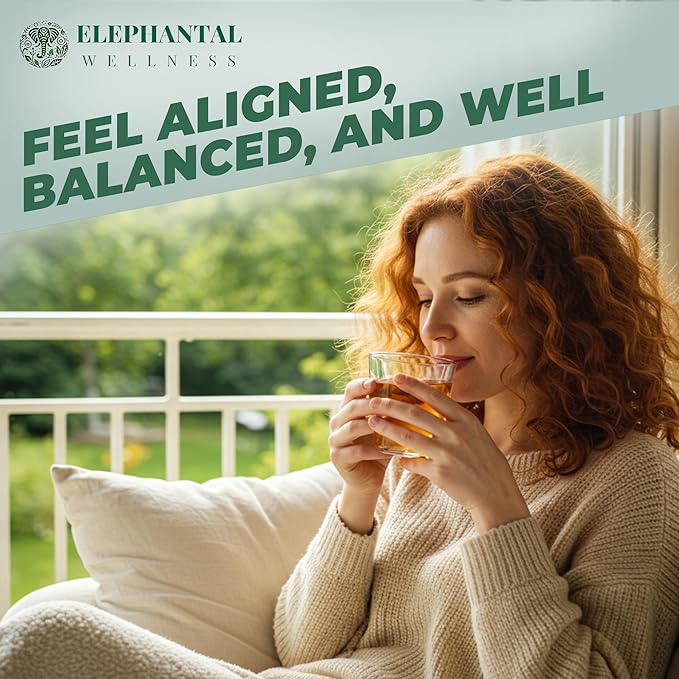 Elephantal Wellness Premium Menopause Herbal Tea | Hormonal Balance & Hot Flash Support with Chaste Berry, Red Clover, Black Cohosh & Valerian | Handmade, Caffeine-Free, Non-GMO Loose Leaf Blend | 2oz, 20 Servings - Bloomnest