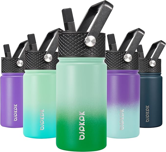 BJPKPK Water Bottle with Straw Lid, 15 oz Insulated Water Bottle, Stainless Steel Metal Water Bottles, Reusable Leak Proof BPA Free Thermo, Flask, Cups, Meadow - Bloomnest