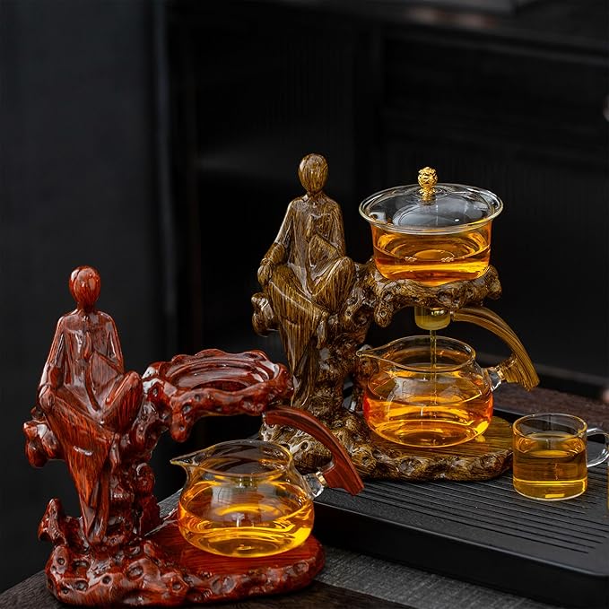 Kungfu Tea Sets Semi Automatic Glass Teapot Set (Meditation-red) - Bloomnest