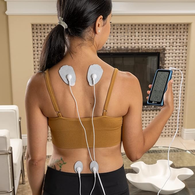 Dual Stim Touch TENS/EMS Unit – Rechargeable Touchscreen Muscle Stimulator with Dual Output Ports and 32 Massage & Stimulation Modes – Durable, Portable, Professional Quality Device