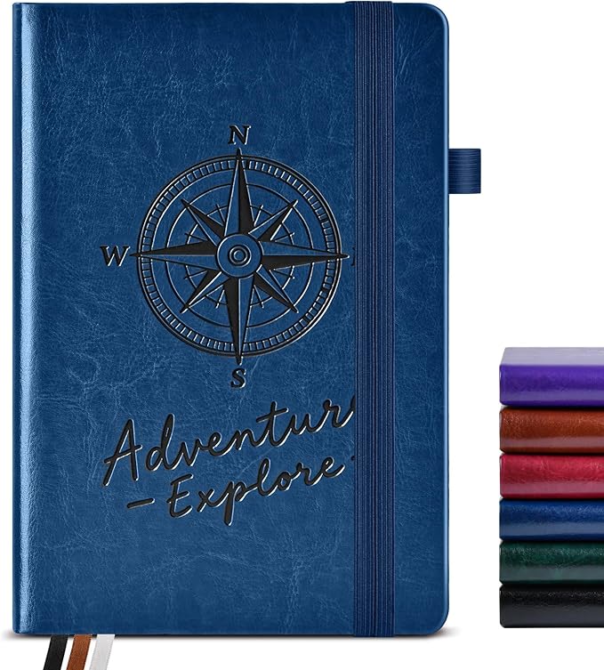 Lined Journal Notebook for Women Men, 160 Pages, A5 Hardcover Vintage Leather Journaling Notebooks for Work, School, Note Taking, Travel, Bible Study, Daily Diary for Writing 5.8"x8.5" (Navy) - Bloomnest