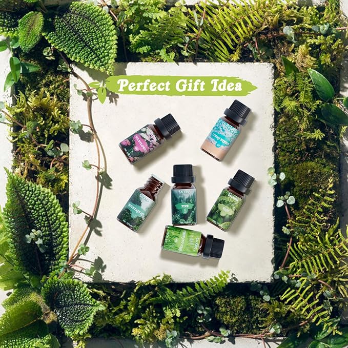 SALKING Nature Fragrance Oils, Premium Essential Oil for Diffuser, Scented Oil Gift Set for Soap Candle Making - Pine, Ocean Breeze, Rain, Fresh Cut Grass, Wildflowers, Mountain Air - Bloomnest