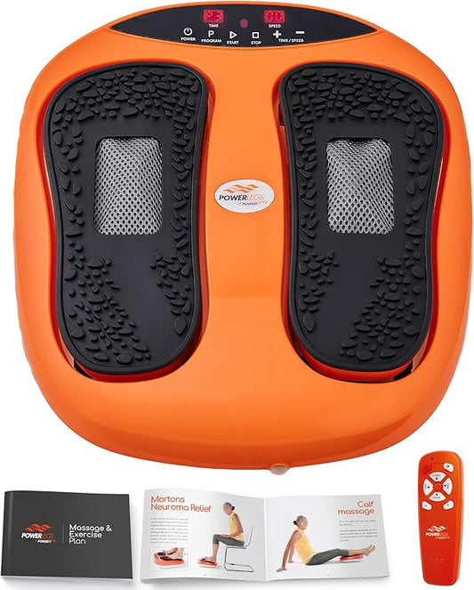 Power Legs Electric Foot Massager Machine with Remote Control, Adjustable Speed, Vibration - Calf Massager - Feet Massager for Neuropathy Pain Relief, Plantar Fasciitis, Leg Blood Circulation (Orange) - Bloomnest