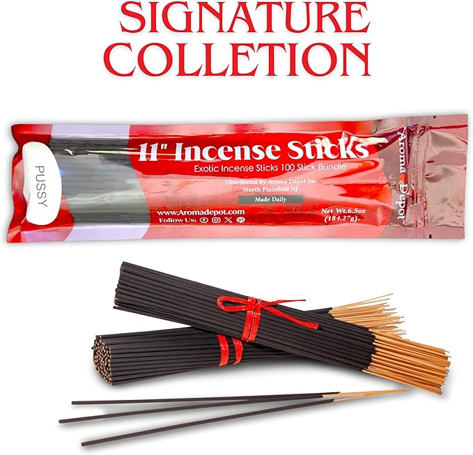 Tropical Vibes 11'' Incense Sticks - Variety Set 500 Pack - 11 inch - 5 Bundles 100 Sticks Per Fragrance Scent. Set Features Booty Call, Jamaican Fruit, Mango Butter, Peach Fantasy, Tropical Fruit AromaDepotInc