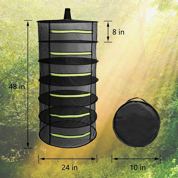 2 PCS Herb Drying Rack 6 Layers Mesh Hanging with Zipper Opening, Herb Dry Net for Drying Herb Plant Bud Flower Food Meat Fruits & Tea with Hooks and Garden Scissor - Bloomnest