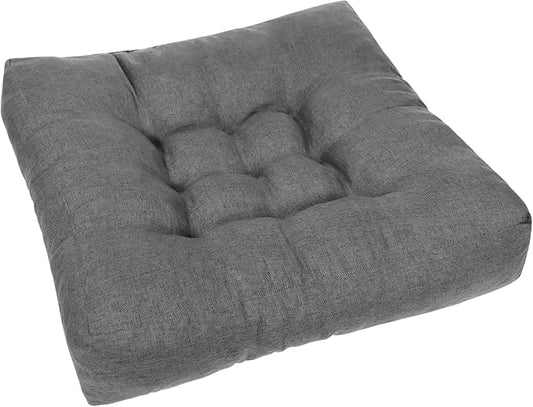 Dark Grey Square Floor Pillow Meditation Cushions, Large Floor Sitting 22"x22"x4.6", Tufted Cushions for Yoga Living Room Tatami Home Decor 1 Pack - Bloomnest