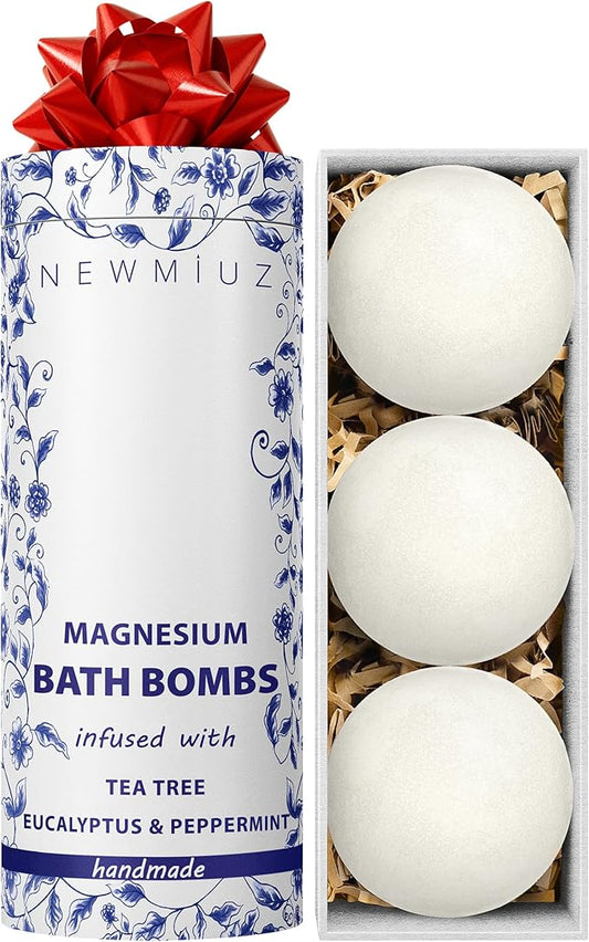 Magnesium Bubble Bath Bombs Long Lasting Foaming Sore Muscles Recovery Tea Tree Relaxing Stress Relief Calming Self Care Spa Gift for Birthday Christmas - Bloomnest