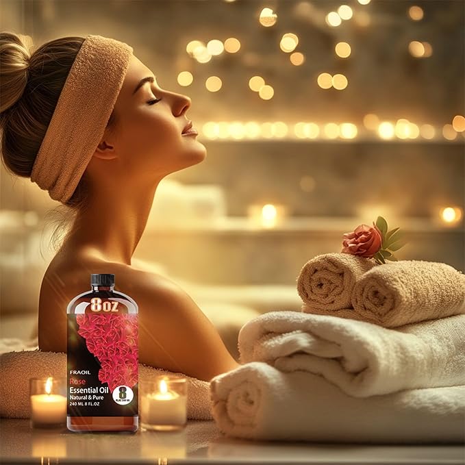 Rose Essential Oil, Rose Oil 8 Fl Oz 240ML for Diffuser Humidifier Yoga Cleaning DIY Candle Soap Making Perfume Gift for Women Essential Oils - Bloomnest