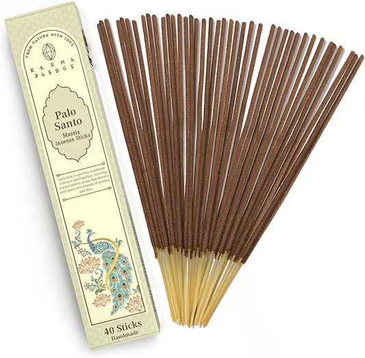 KARMAPLEDGE Palo Santo Masala Incense Sticks, Organic Hand Rolled Incense, Natural Herbs & Aromatic Ingredients, Contain 40 Sticks Inside, Burn Time 45-60 Min, Spiritual Gift, Incense by Karma Pledge KARMAPLEDGE