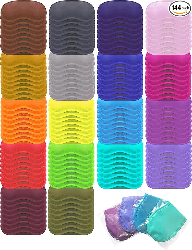 Eye Mask Sleep Masks Pack of 144 PorsMing Sleeping Mask Blindfold Eye Cover Team Building Games Party with Nose Pad and Adjustable Strap for Women Men Kids 4 Layers Colors (18 Color 144 Pieces) - Bloomnest