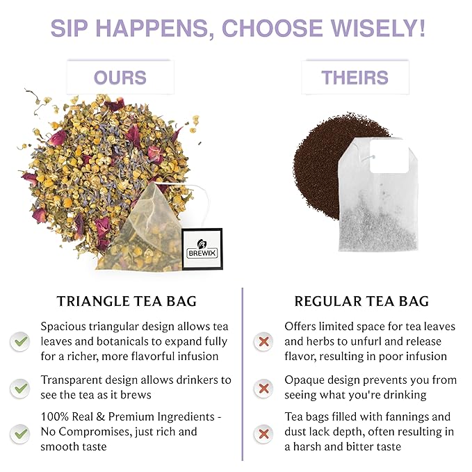 BREWIX, Valerian Comfort Tea for Sleep and Relaxation (25 Pyramid Bags) Caffeine-Free and Calming for Bedtime | Valerian Root, Chamomile & Lavender | Perfect Wellness Sleep - Bloomnest