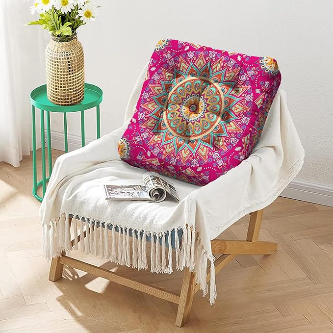 Mandala Meditation Cushion, Boho Meditation Mat, Meditation Pillows for Sitting on Floor, Cushions for Sitting in Home and Outdoor, Square Floor Pillows Cushion Seating for Yoga 22'' X 22'' - Bloomnest