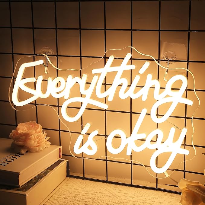 Attivolife Everything Neon Sign for Wall Decor, Light up Inspire LED Lamp with Dim USB Powered, Encourage Gifts Unique Decor for Home Living Room Shop Teahouse Birthday Christmas Day - Bloomnest