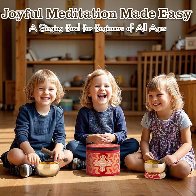 2-Pack Tibetan Singing Bowls Set - 100% Handmade in Nepal, Sound Bowl Meditation Set for Yoga, Chakra Healing, Meditation Gifts, Unique Gifts for Women - Bloomnest