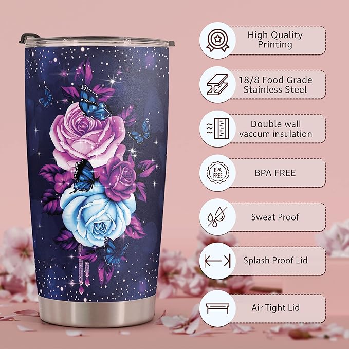 Macorner Mothers Day Gifts for Mom - Stainless Steel Tumbler 20oz For Women - Birthday for Wife Grandma Nana From Daughter Son Kid - Bloomnest