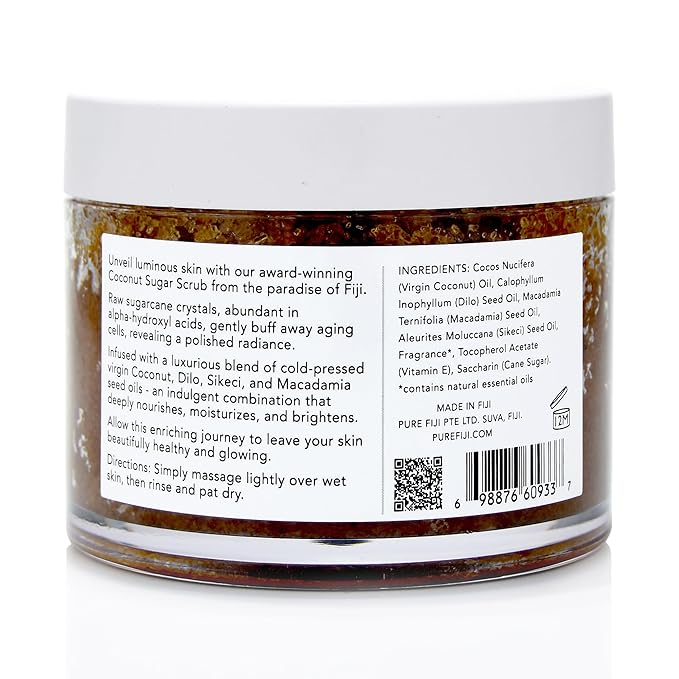 Pure Fiji Coconut Sugar Body Scrub, Frangipani (10.14 Oz /300ml) - Bloomnest