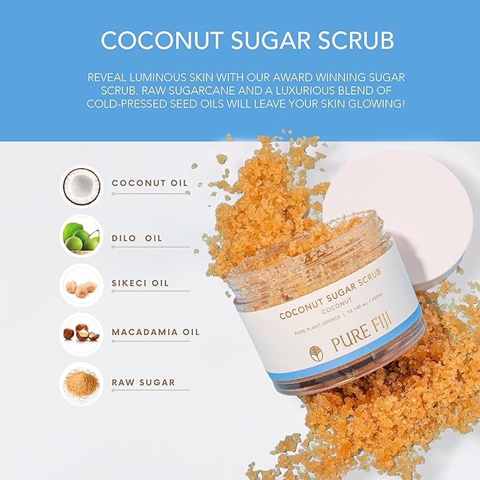 Pure Fiji Coconut Sugar Body Scrub, Coconut (10.14oz/300ml) - Bloomnest