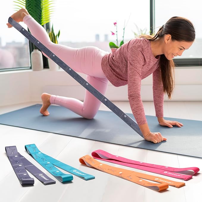 Yoga Strap for Stretching - 8 Loops Stretching Strap - Essential Yoga Accessories for Flexibility and Enhanced Stretching - Ideal Stretch Strap in Yoga and Pilates - Bloomnest