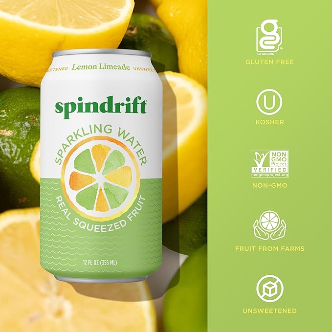 Spindrift Lemon Limeade Can 12 Ounce (Pack of 24) - Bloomnest
