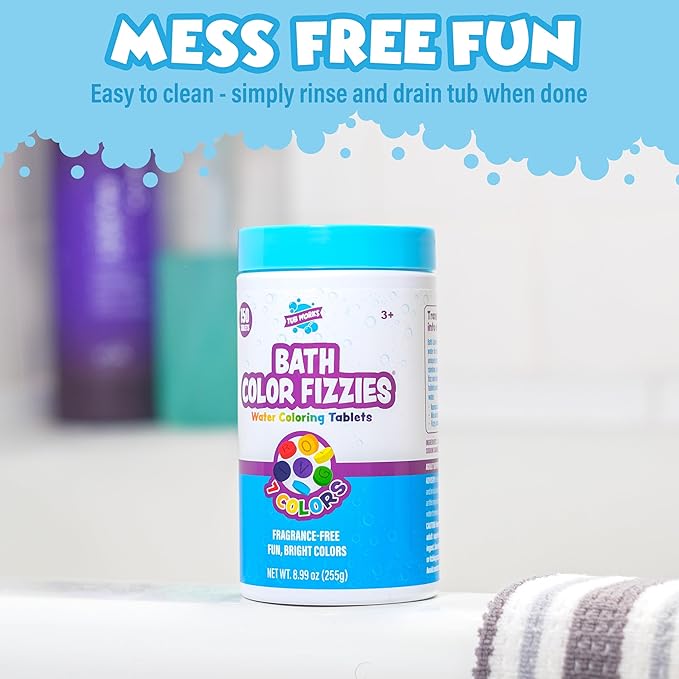 Tub Works Bath Color Tablets for Kids, 150 Count | Nontoxic & Fragrance-Free | Fizzy & Vivid Bath Color Tablets Create Fun Bath Colors | 7 Colored Water Tablets for Variety | BathBombs for Kids Bath - Bloomnest