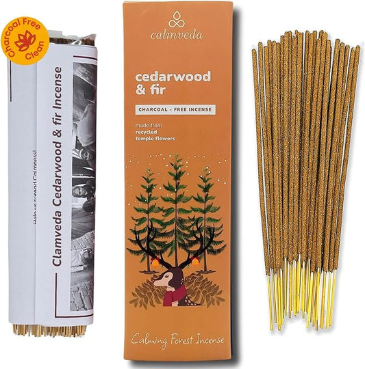 Balsam Cedar Incense Sticks - (80 Scented Sticks) Charcoal Free, Made from Upcycled Flowers | Like Freshly Cut Christmas Tree Incense Sticks, Cypress Woodsy & Moss Notes | for Holiday Cheers