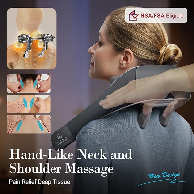 Shiatsu Neck Massager with Heat - [2025 Upgraded] FSA Eligible, Cordless Neck Massager for Pain Relief with Wireless Controller,Massage for Back Shoulder Traps,Ideal Gifts for Women,Men - Bloomnest