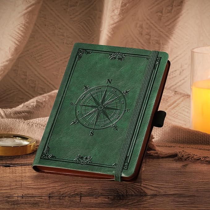 AHGXG Small Lined Pocket Journal Notebook for Men - 256 Numbered Pages College Ruled B6 Mini Journal, Vintage Soft Leather Hardcover, 80gsm Paper, for Women Work Office School, 4.1'' X 5.7''- Dark Green - Bloomnest