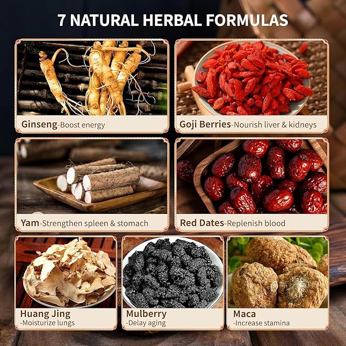 Ginseng Five Treasures Kidney Tea, Traditional Chinese Herbal TeaBags, Natural Organic Kidney Cleanse Detox Tea for Women & Men, 7 Precious Ingredients Formula(1 Pack/25 Bags) - Bloomnest