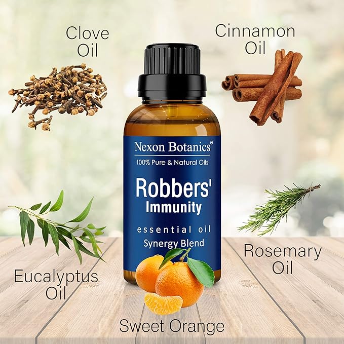 Robbers' Immunity Essential Oil Blend 30 ml - Immune Boost Aromatherapy for Diffusers - Natural Shield Against Impurities - Nexon Botanics - Bloomnest