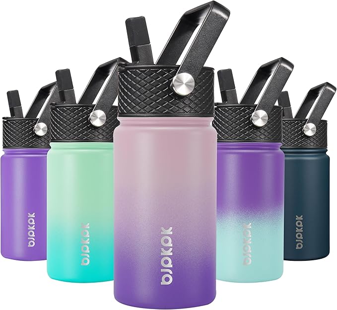 BJPKPK Water Bottle with Straw Lid, 15 oz Insulated Water Bottle, Stainless Steel Metal Water Bottles, Reusable Leak Proof BPA Free Thermo, Flask, Cups,Violet - Bloomnest