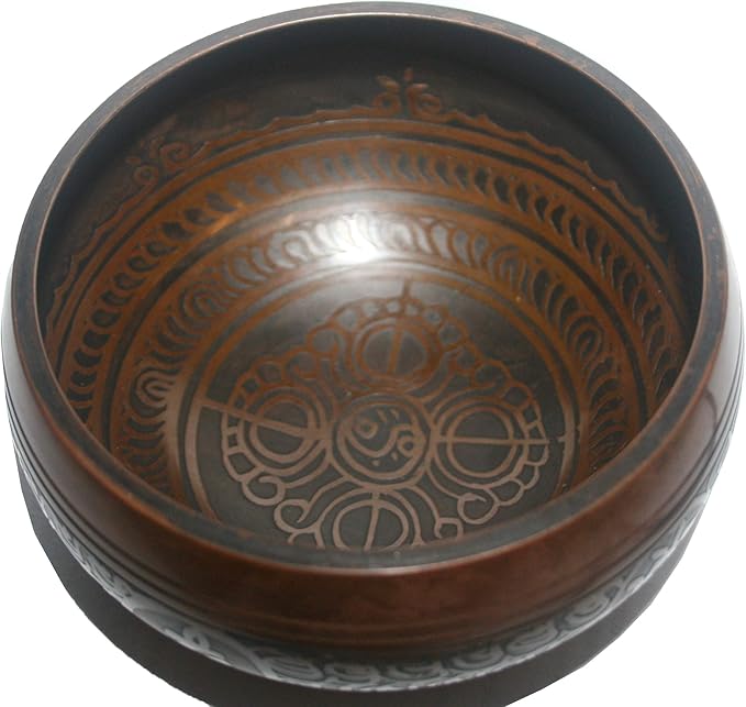 5118 SB 'B' Note Crown Chakra Antique Tibetan Auspicious Symbol Bowl Set ~ Nepal - Bloomnest