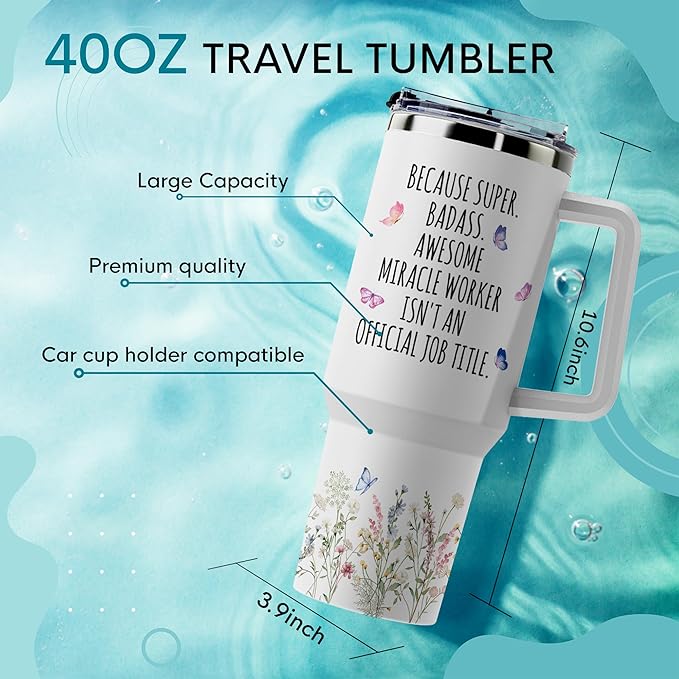 Chaos Coordinator Gifts - Birthday Present for Women - Thank You Gifts for Teacher, Women, Mom, Coworker, Manager, Boss - Chaos Coordinator Stainless Steel Tumbler with Handle and Straw 40oz - Bloomnest