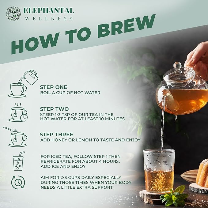 Elephantal Wellness Premium Inflammation Herbal Tea | Comfort & Mobility Blend with Turmeric, Boswellia, White Willow Bark & Ginger | Handmade, Non-GMO, Caffeine-Free Loose Leaf, 4oz, 40 Servings - Bloomnest