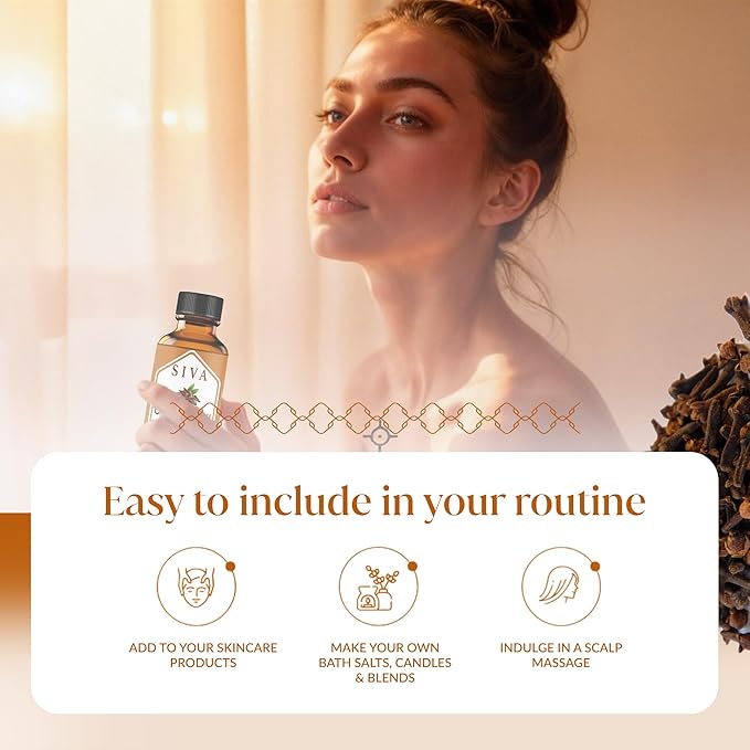 Siva Clove Bud Essential Oil - 1 Fl Oz – 100% Natural Clove Bud Oil - for Diffuser, Face, Skin Care, Aromatherapy, Hair Care, Scalp and Body Massage - with Dropper - Bloomnest