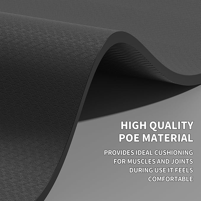 Large Yoga Mat (6'x 4') - Extra Long and Wide 72 x 48 inches, Non-Slip POE Fitness Mat, Eco-Friendly, Thick Wide Exercise Mat for Home Workouts,Ideal for Yoga and Pilates.