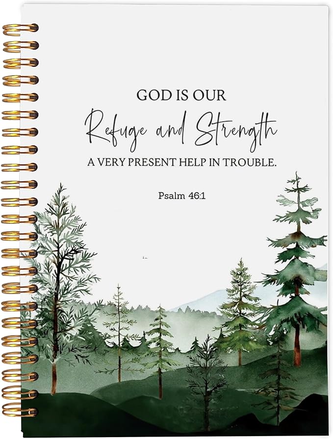 Christian Notebook Journal, Bible Journal Notebooks for Note Taking, Bible Journaling Notebook, Prayer Journal, Christian Gifts, God is Our Refuge and Strength Spiral Notebook 5.5x8.3 - Bloomnest