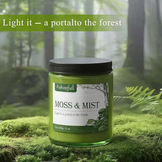 Soy Candles for Home Scented,Fall Candle 4oz 20 Hours Burn Moss & Mist Aromatherapy Candle Gift for Stress Relief, Meditation, Yoga, Relaxing SPA, Reusable Jar for Women Men - Bloomnest