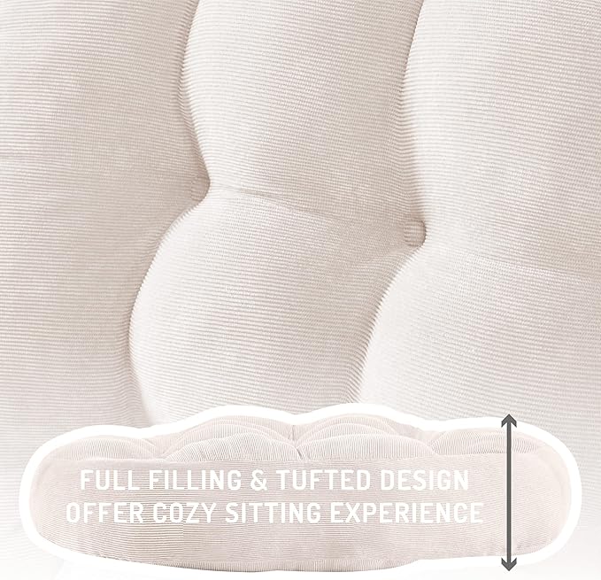 Degrees of Comfort Meditation Floor Pillow, Round Large Pillows Seating for Adults, Tufted Corduroy Cushion for Living Room Tatami, Beige 22 Inch - Bloomnest