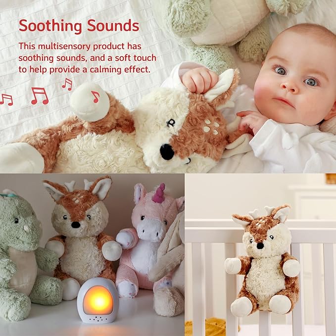 Cloud b Sound Machine with White Noise Soothing Sounds | Cuddly Stuffed Animal & Nomadic Nightlight | Record Parent Voice | Adjustable Settings and Auto-Shutoff | LoveLight Buddies - Finley Fawn - Bloomnest