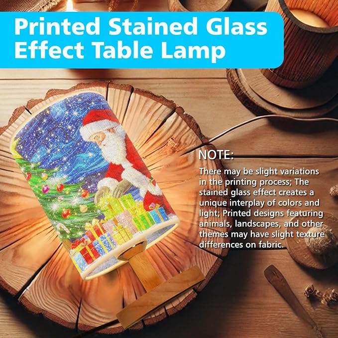 Santa Claus Table Lamp LED 3-Color Pressed Bedside for Merry Christmas, Santa Claus Shade Christmas Table Lamp with Wood Base for Bedroom Living Room Desk Office - Bloomnest