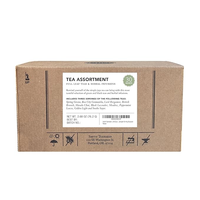 Steven Smith Teamaker Amazon Exclusive Variety Pack Sampler, 10 Flavors of Black, Green, Herbal Tea, Sugar-Free, Sustainably Grown, Full Leaf, Plant Based Tea Bags, 30 Sachets, 0.78oz each - Bloomnest