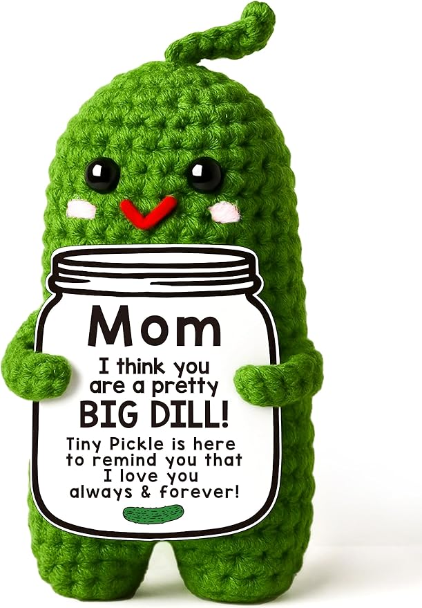 MAMAGIFTREE Valentines Mom Gifts from Daughter or Son, Birthday Gifts for Mom,Crochet Pickle Plush “Big Dill” Gift for Mother in Law or Stepmom Funny I Love You Mama, Small Cute Room Decor - Bloomnest