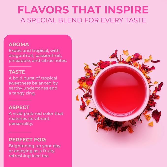 Katy’s Dragonfruit Loose Leaf Tea | Hydrating & Fruity Herbal Tea | Hibiscus, Dragonfruit & Pineapple | Caffeine-Free Fruit Tea | 30+ Cups | Hot or Iced | Antioxidant-Rich | Woman-Owned | 3oz Pouch - Bloomnest