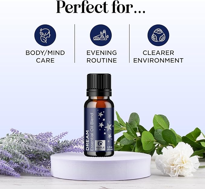 Sleep Essential Oil Blend for Diffuser - Dream Essential Oils for Diffusers Aromatherapy and Relaxation with Clary Sage Ylang-Ylang Roman Chamomile and Lavender for Sleep Time Support (10mL) - Bloomnest