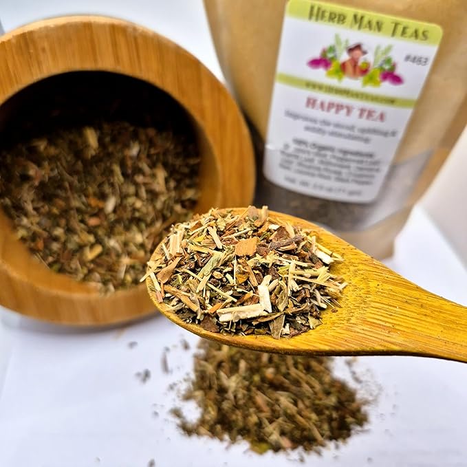 HAPPY TEA — Pleasant Organic Herbal Blend for a Feel-Good Daily Boost — by Master Herbalist Khabir — 100% Organic, Non-GMO, No Additives - Bloomnest