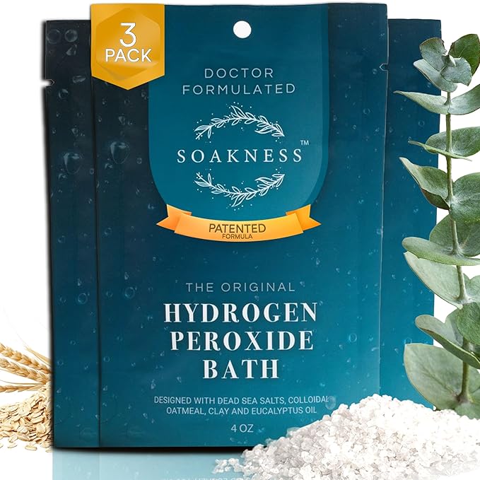 Hydrogen Peroxide Epsom Salt Bath Soak - USA-Made – Patented Bath Salts, Muscle Recovery, & Skin Detoxification – Magnesium Salts for Bathing - Doctor Formulated Pure Epsom Salt (3-Pack) - Bloomnest
