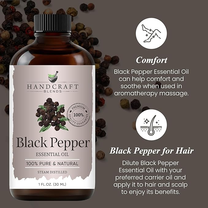 Handcraft Blends Black Pepper Essential Oil – 1 Fl Oz – 100% Pure and Natural – Premium Grade Essential Oil for Diffuser and Aromatherapy, Skin, Massage, Candle and Soap Making Fragrance - Bloomnest